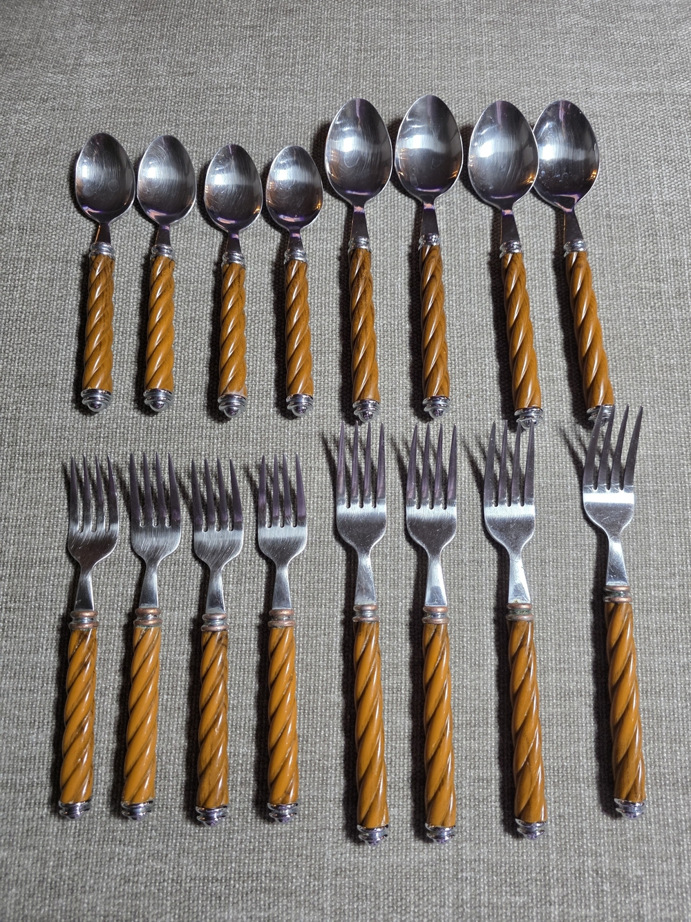 Martha Stewart Everyday Twist Handle Amber Flatware 16pc